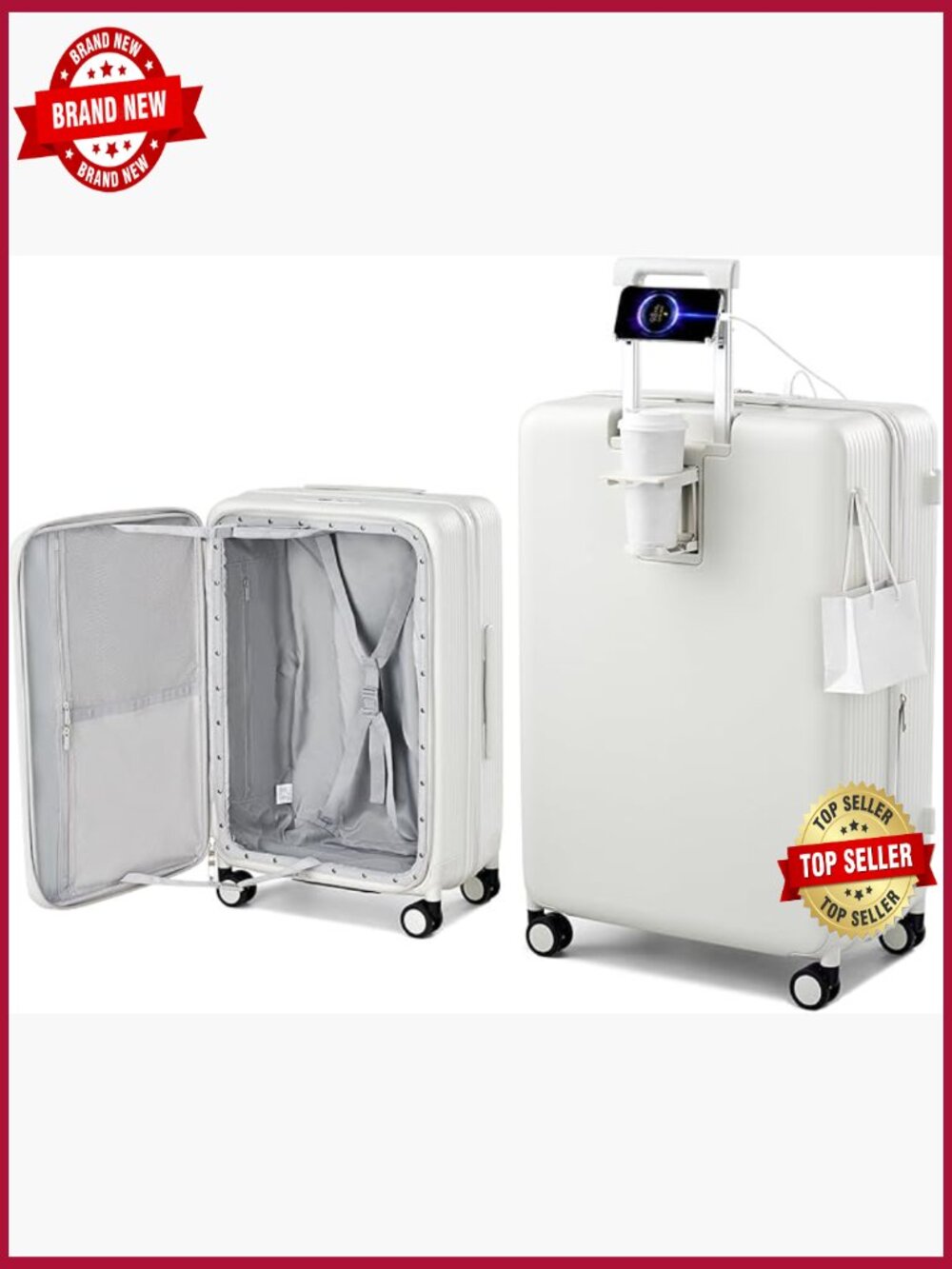 28" Expandable Hard Shell Luggage with Spinner Wheels Top Opening